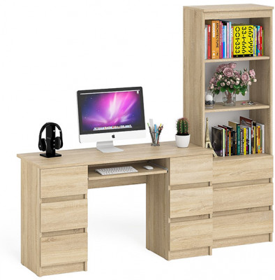 Мори Стол компьютерный МС-2 + Стеллаж МСТ600.3, цвет дуб сонома, ШхГхВ 195,8х50х179,6 см., универсальная сборка