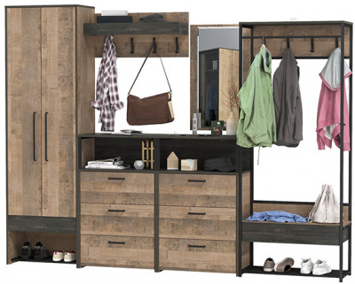 Трувор Прихожая 242, дуб гранж песочный/интра