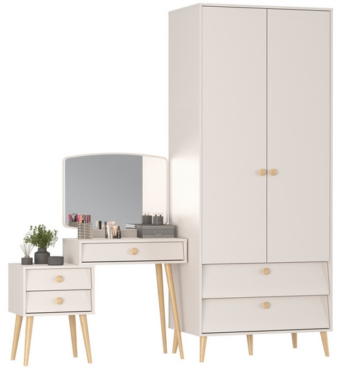 Афина Спальня Шкаф 2-х дверный + Трюмо, кашемир серый