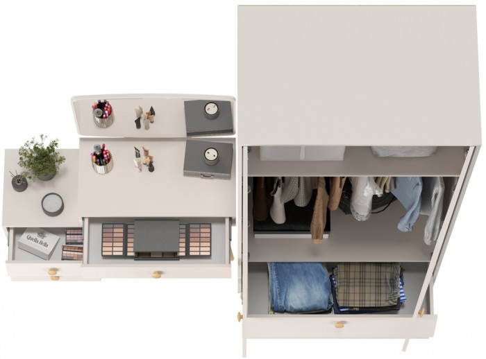 Афина Спальня Шкаф 2-х дверный + Трюмо, кашемир серый