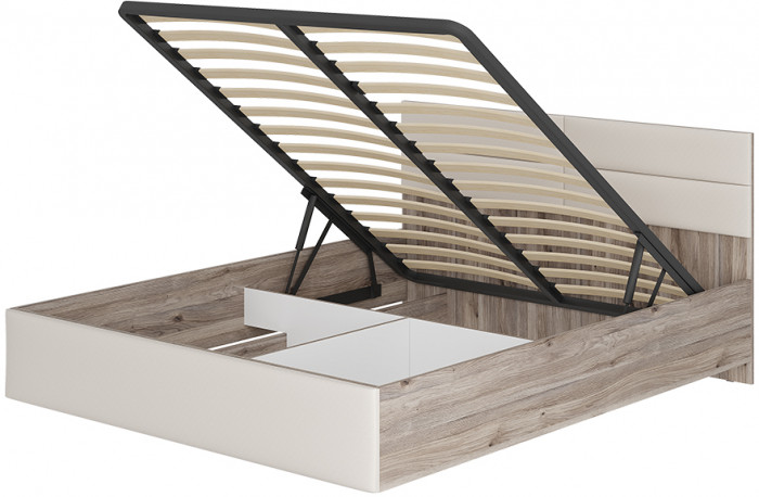 Кровать 1,6 м "Урбан" КР-18 (без орт. осн.) Дуб смоки/Бежевый