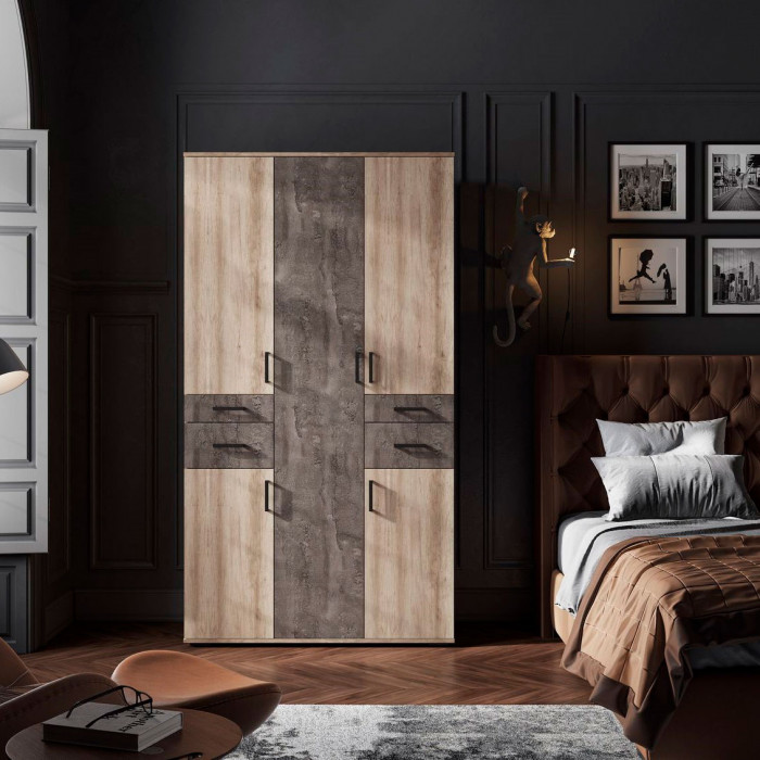 НЕЛЬСОН ШК 02 (СОЛО-2) Шкаф (1.200х2,200х0,500) дуб каньон/железный камень