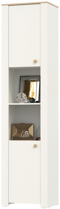 Джастин 16.306 Шкаф торцевой, цвет белый шагрень/дуб белый эксклюзив, ШхГхВ 54,8х38,9х225,7 см., универсальная сборка