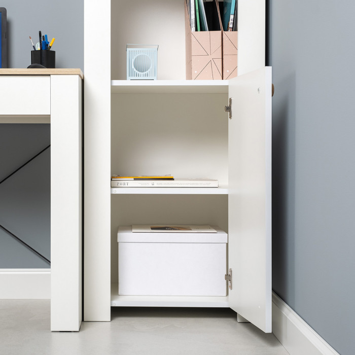 Джастин 16.306 Шкаф торцевой, цвет белый шагрень/дуб белый эксклюзив, ШхГхВ 54,8х38,9х225,7 см., универсальная сборка