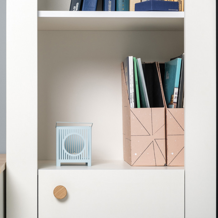 Джастин 16.306 Шкаф торцевой, цвет белый шагрень/дуб белый эксклюзив, ШхГхВ 54,8х38,9х225,7 см., универсальная сборка