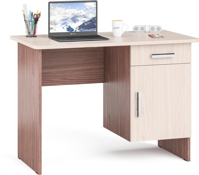 Стол письменный С-МД-1-09, цвет ясень шимо светлый/ясень шимо тёмный, ШхГхВ 105х57х75 см., НЕ универсальная сборка