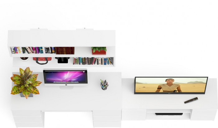 Мори компьютерный стол МС-2 + Тумба МТВ1200.1 + Полка 1200, белый