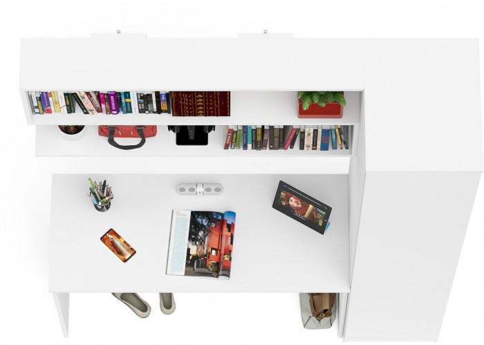 Мори письменный стол МСП1200.1 + Пенал МШ400.1 + Полка 1200, белый