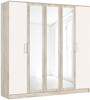 Шкаф 5 дверный для одежды Мартина, Крафт серый/Кашемир