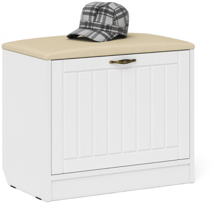 Прихожая П-6 Компоновка № 31, белая шагрень/фасады МДФ белое дерево фрезеровка прованс