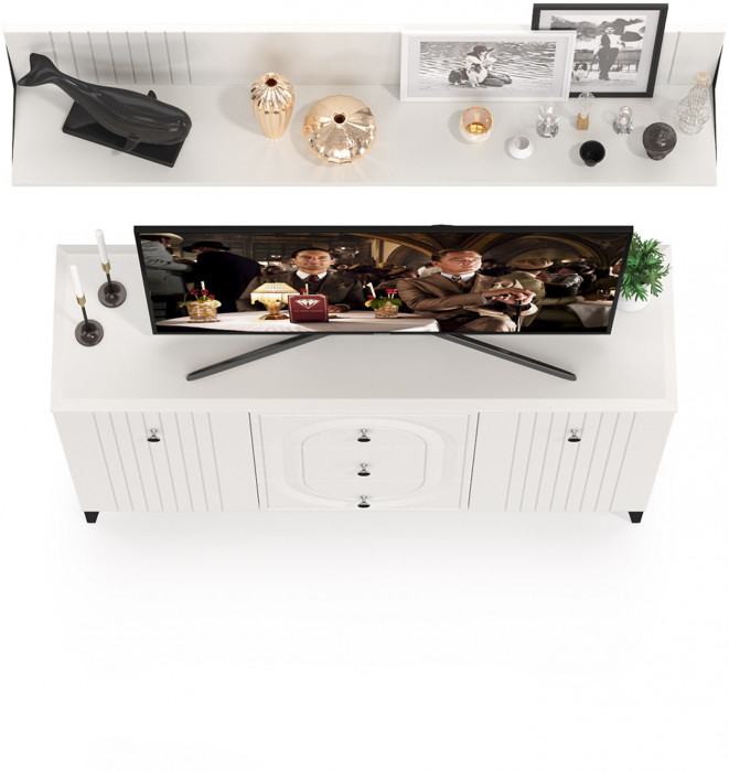 Валенсия Гостиная № 088, ЛДСП белый шагрень/МДФ белый шагрень