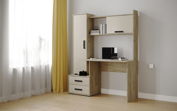 Компьютерный стол Квартет-9, Дуб крафт серый/Кашемир