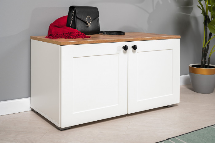 Остин Прихожая 52, белый шагрень/дуб крафт золотой