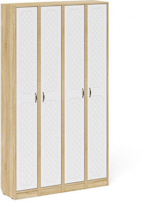 Прихожая П-6 Пенал 4 штуки, цвет дуб сонома/фасады МДФ белое дерево фрезеровка ромб, ШхГхВ 60х35х210 см., универсальная сборка