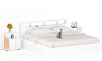 Камелия Кровать 1800 + две тумбы, белый