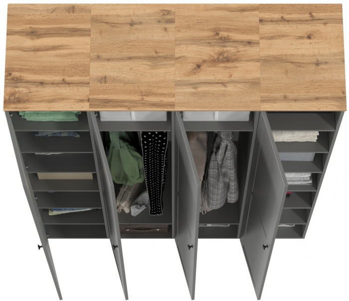 Остин 13.225 Шкаф-пенал 4 шт., серый графит/дуб крафт золотой