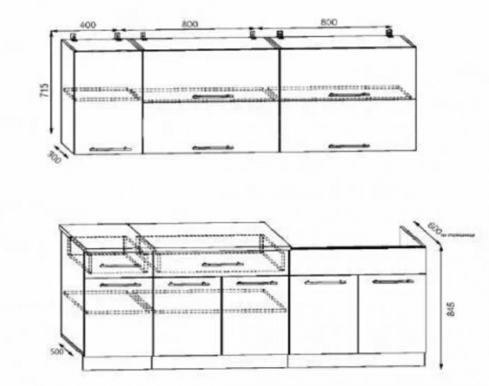 кухня Ника-1 белый/софт шафран