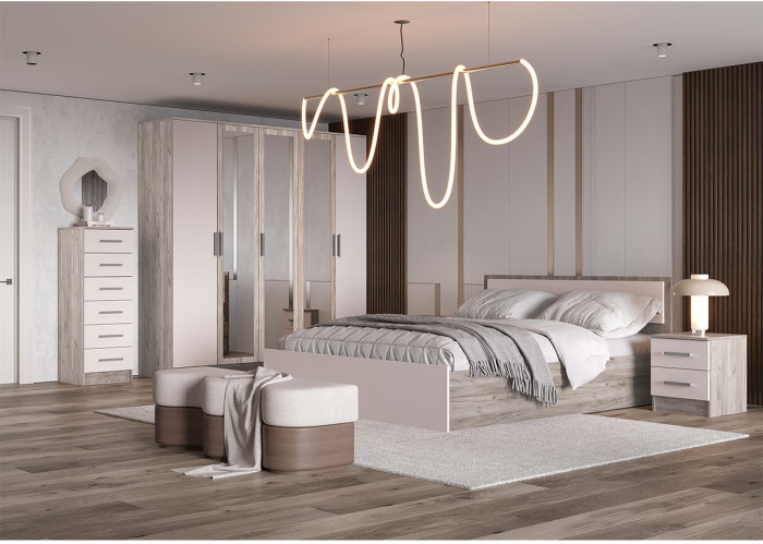 Модульная спальня Мартина, набор 3, Крафт серый/Кашемир