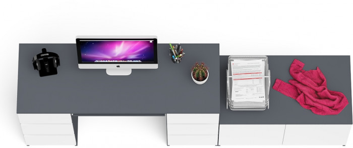 Мори Стол компьютерный МС-2 + Тумба МА900.1, цвет графит/белый, ШхГхВ 225,8х50,4х76,6 см., универсальная сборка