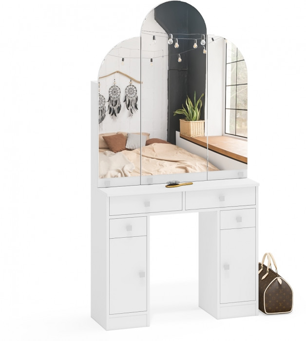 Туалетный столик Трельяж МД №2, белый шагрень