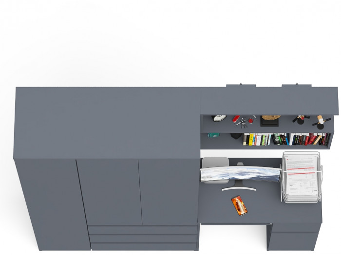 Мори компьютерный стол МС-1 правый + Шкаф МШ1200.1 + Полка 900, графит