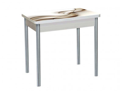 Бронкс фотопечать стол обеденный поворотно-раскладной / текстура 032/дуб молочный/металлик