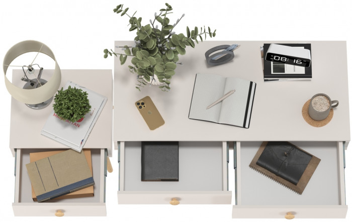 Афина Спальня Стол + Тумба прикроватная, цвет кашемир серый, ШхГхВ 100х45х76 + 45х37х45 см., универсальная сборка