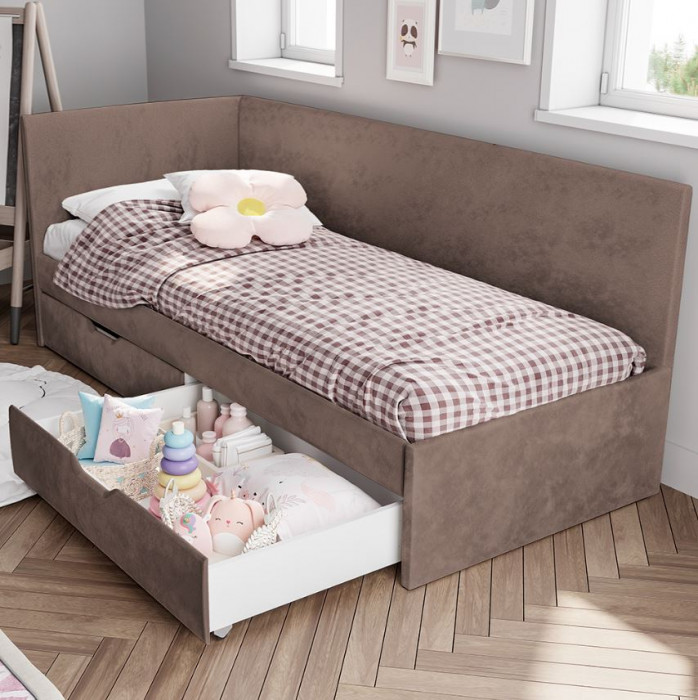 Кровать односпальная "Лео" КР-49 Белый/Маренго