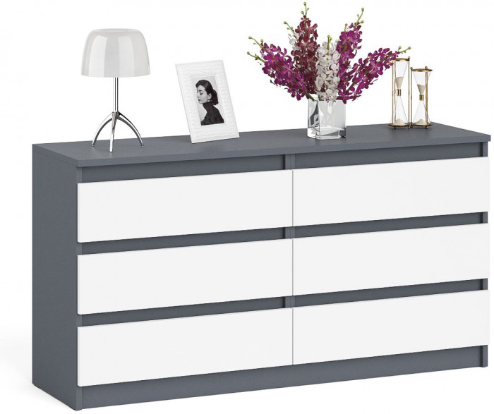 Мори Комод МК1380.6, цвет графит/белый, ШхГхВ 138х41х73 см.