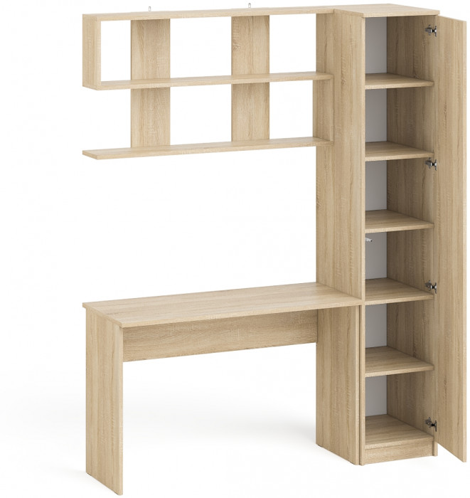 Мори письменный стол МСП1200.1 + Пенал МШ400.1 + Полка 1200, дуб сонома