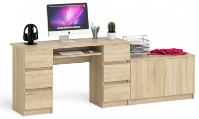 Мори Стол компьютерный МС-2 + Тумба МА900.1, цвет дуб сонома, ШхГхВ 225,8х50,4х76,6 см., универсальная сборка