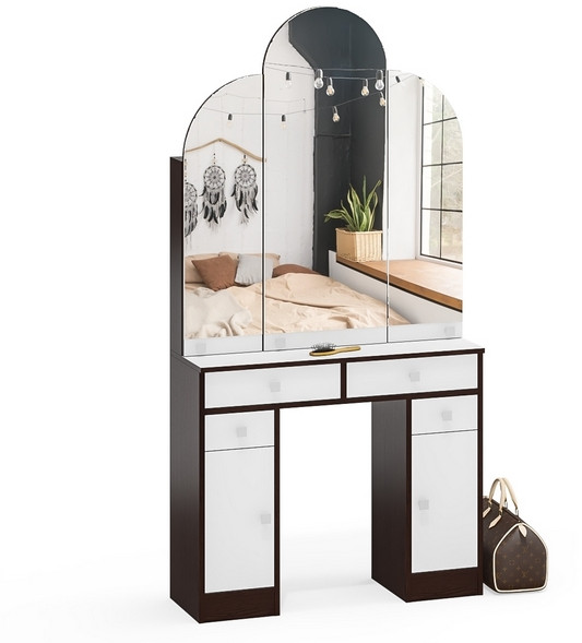 Туалетный столик Трельяж МД №2, венге/белый шагрень