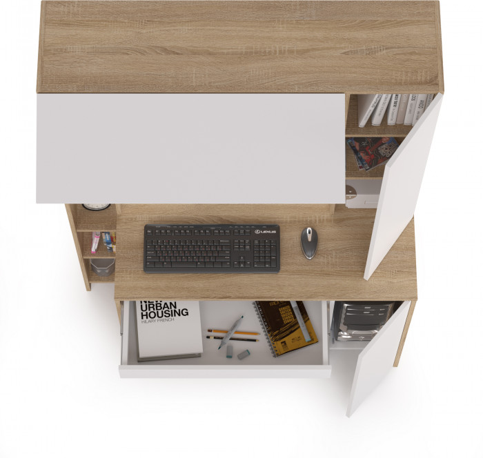 компьютерный стол Комфорт 12.71, дуб сонома/белый