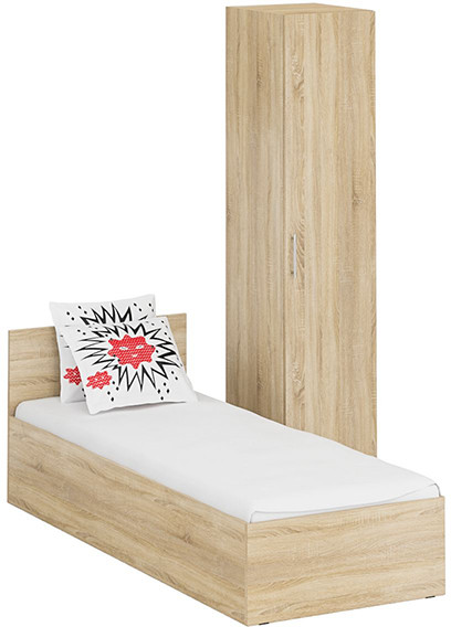 Кровать 0800 + Пенал Стандарт, дуб сонома