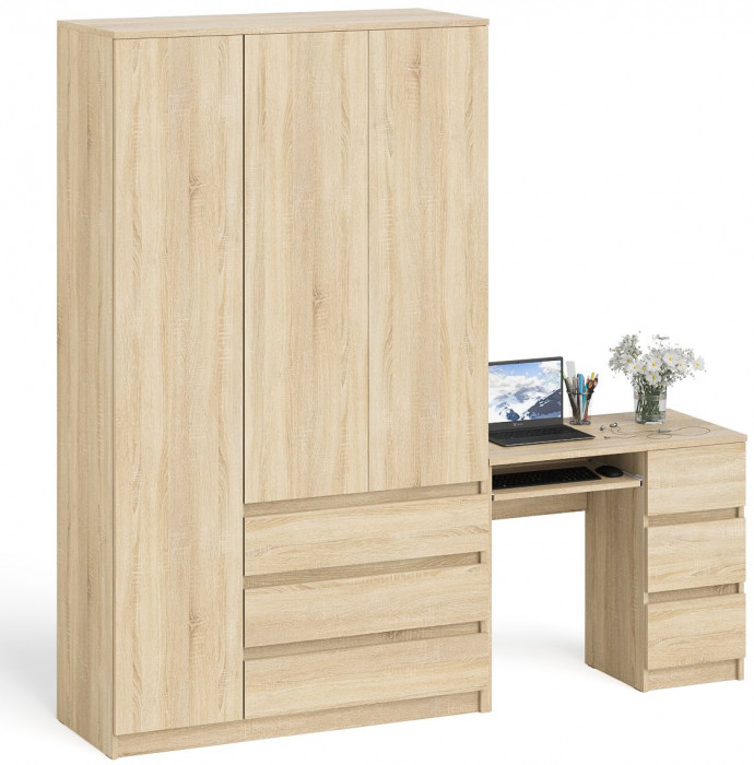 Мори компьютерный стол МС-6 правый + Шкаф МШ1200.1, дуб сонома
