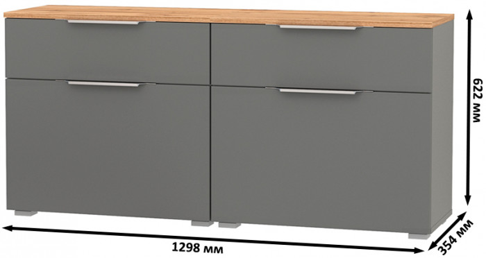 Октава 16.127 Тумба для обуви + 16.127 Тумба для обуви, серый графит/дуб крафт золотой/фасады МДФ серый графит