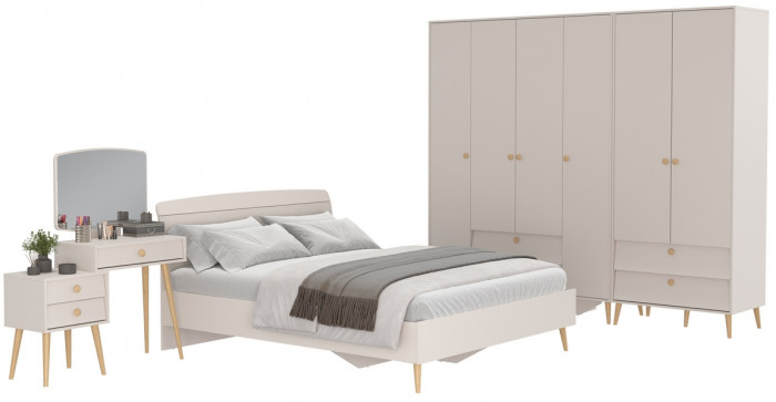 Афина Спальня 20-1600, цвет кашемир серый, сп.м. 1600х2000 мм., б/м, основание есть - фанера