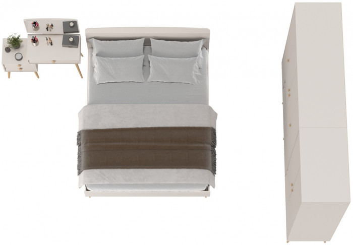 Афина Спальня 20-1600, цвет кашемир серый, сп.м. 1600х2000 мм., б/м, основание есть - фанера