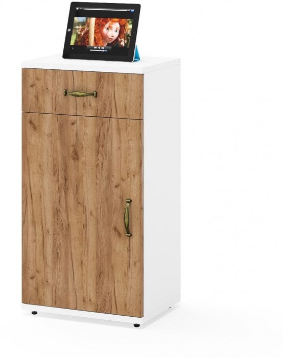 Лидер-8 Модуль Тумба МД 3.15, белый шагрень/крафт золото