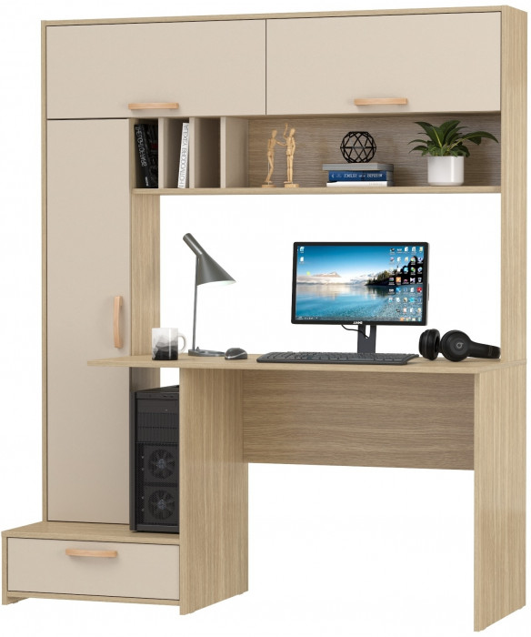 Лайт Стол письменный 03.243Н, цвет плэйн/сатин, ШхГхВ 150,2х57,3х179,9 см., НЕ универсальная сборка