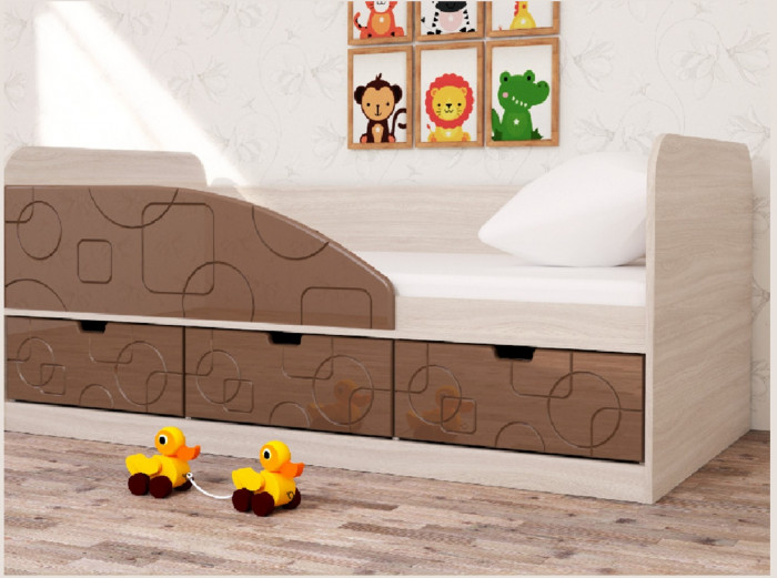 Кровать Бриз-4 80х160 Квадрат (Ирис/Белый/Правый)