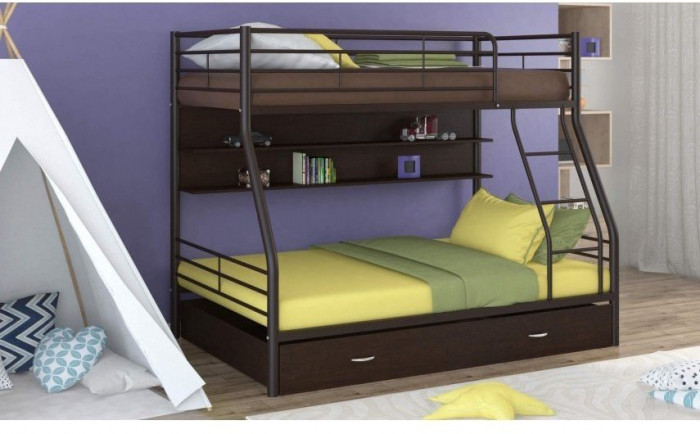 Двухъярусная кровать Гранада-2ПЯ (Белый, Черный)