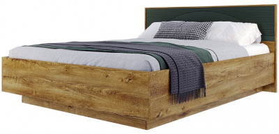 Кровать 140х200 с щитовым основанием "Монтале" - Дуб канзас/Зеленый матовый