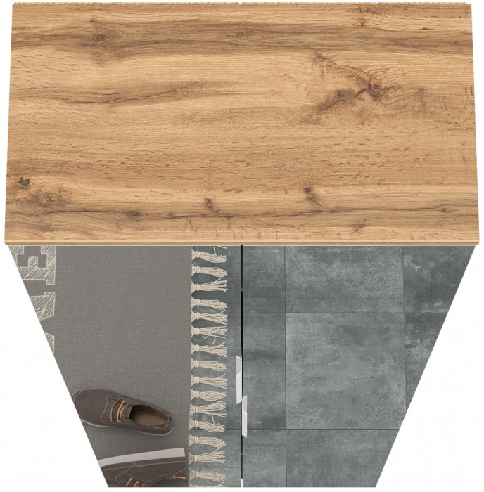 Октава 13.338 Шкаф для одежды, цвет белый шагрень/дуб крафт золотой/фасады МДФ белый шагрень и зеркало, ШхГхВ 64,4х35,3х197,6 см.