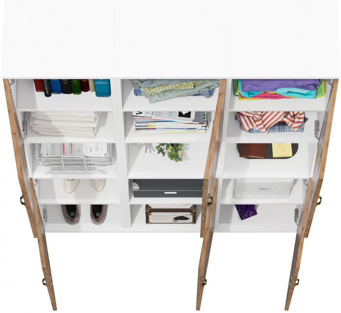 Лидер-8 Пенал 3 шт., цвет белый шагрень/крафт золото, ШхГхВ 120х30х190 см., универсальная сборка