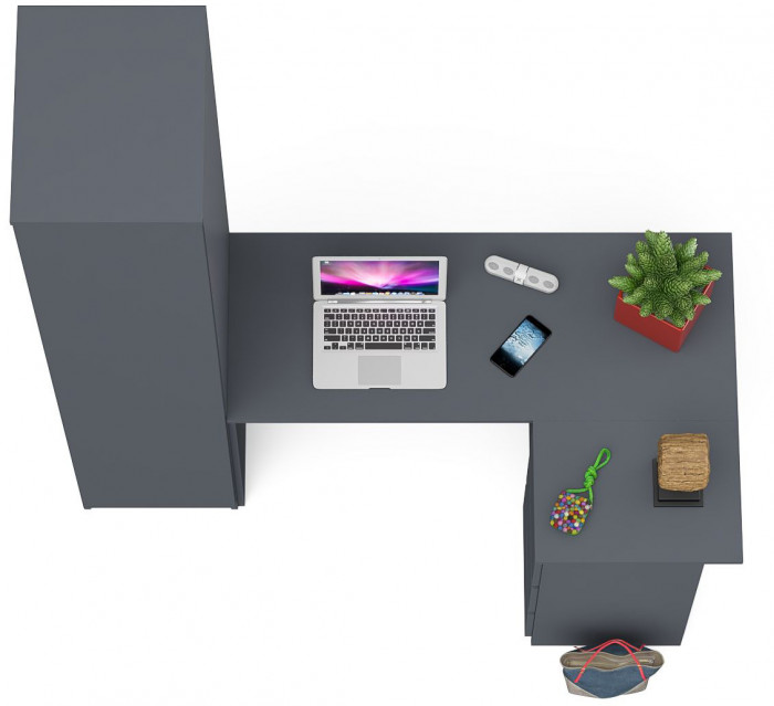 Мори компьютерный стол МС-16 правый + Пенал МШ400.1, графит