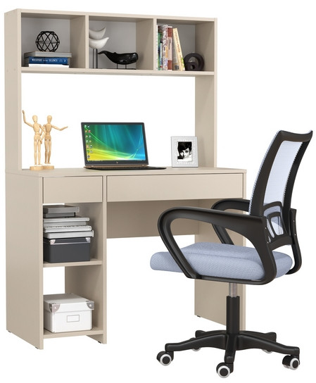 компьютерный стол Комфорт 12.77F + кресло 103 серое, сатин