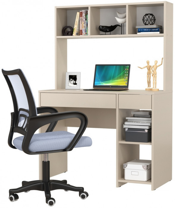 компьютерный стол Комфорт 12.77F + кресло 103 серое, сатин