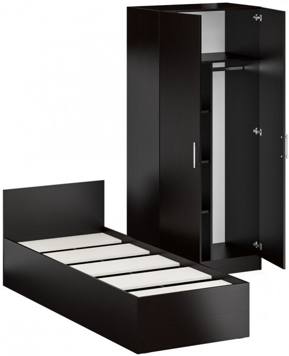 Кровать 0800 + Шкаф 2-х створчатый Стандарт, венге