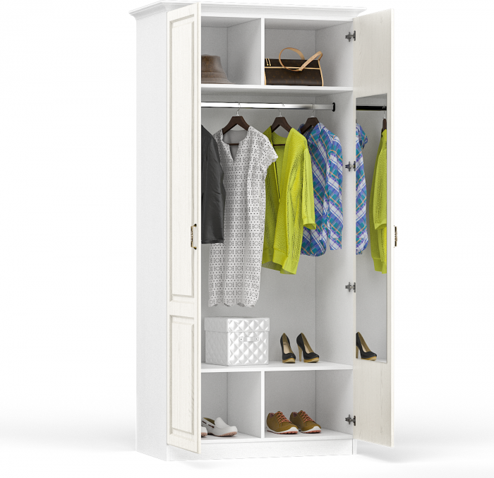 Ливерпуль Шкаф для одежды 13.134 + карниз, ясень ваниль/белый